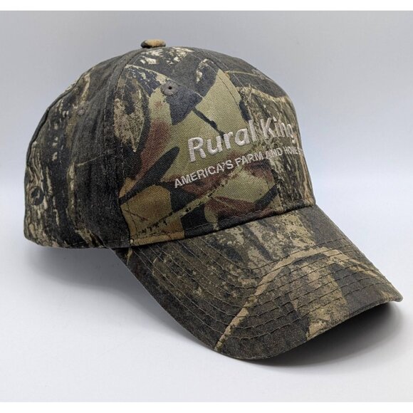 Rural King Hat Cap Camo Camouflage Farm Work Wear Strap Back Hunting Fishing Men - Picture 1 of 5